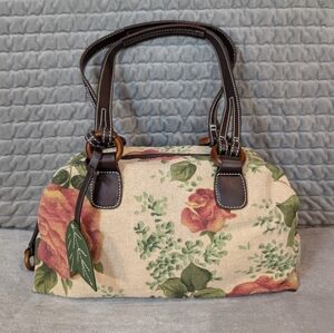 Woman's Stone Mountain Floral Bag Purse Tapestry Carpet Look Hippie Boho 12x6x5